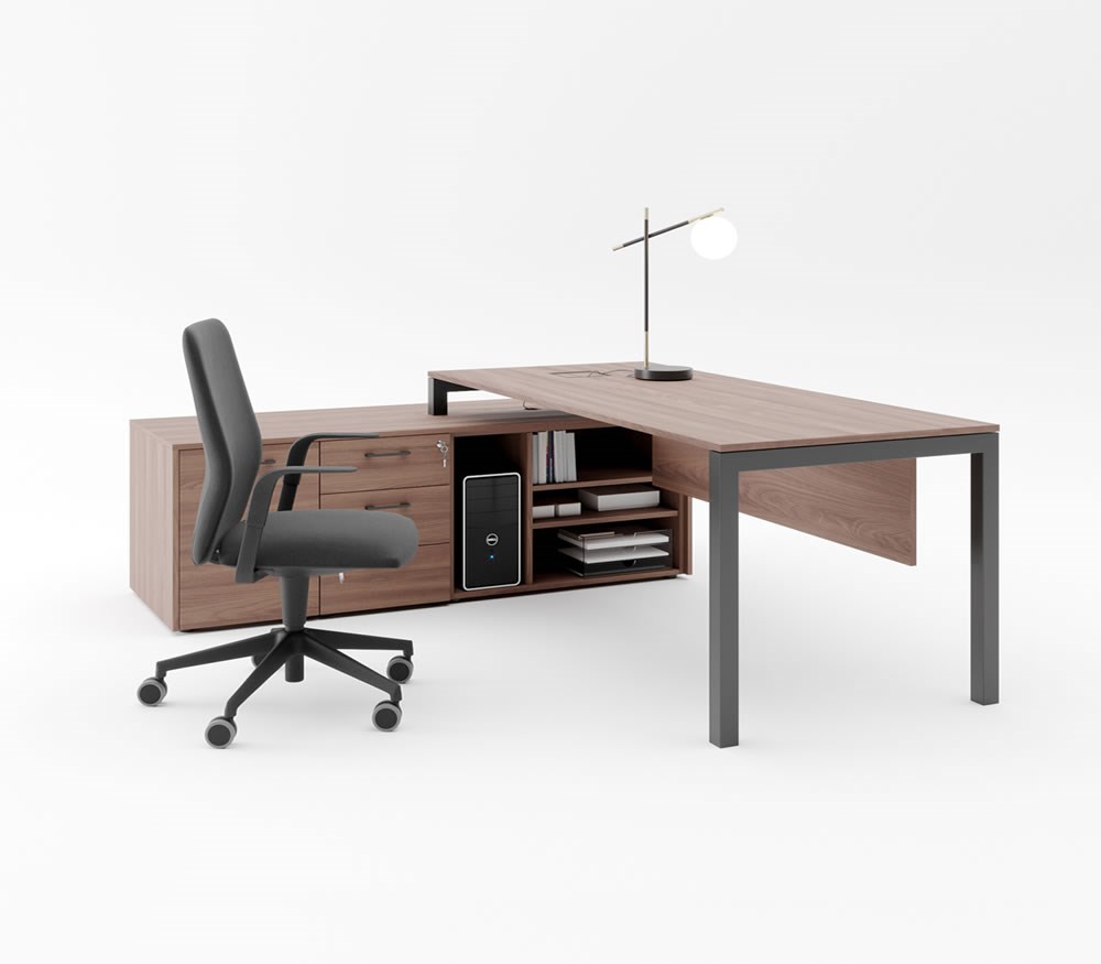Karem Etajerli Yönetici Masası - Ofis Çalışma Masaları | Anka Ofis  Mobilyaları