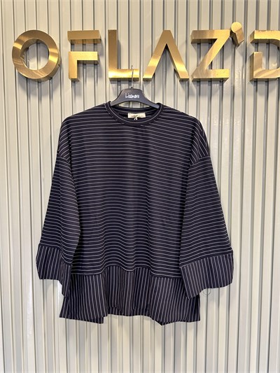 Çizgili Oysho Sweat Lacivert 5023