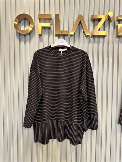 Çizgili Oysho Sweat Siyah 5023