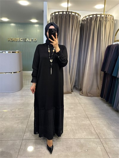 Defrina Dantelli Kolye Dty. Elbise Siyah 41131