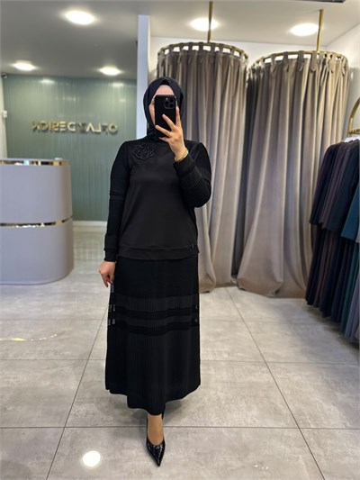 Defrina Eteği Fileli Etekli Takım Siyah 61191