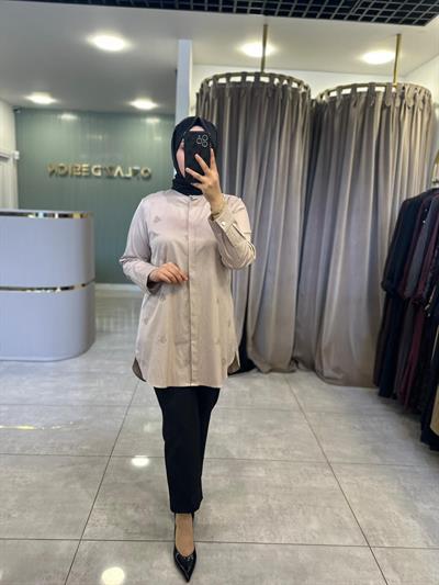 Fuat Gürşen Büyük B. Boncuk İşlemeli Tunik Camel 4316 