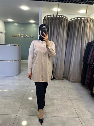 Fuat Gürşen Büyük B. Boncuk İşlemeli Tunik Camel 4316 