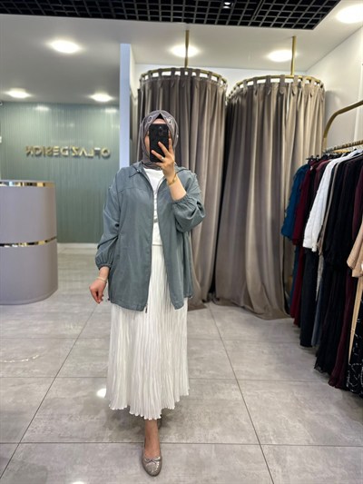 İkoll Dikiş Detaylı Bomber Ceket Koyu Çağla 37794 