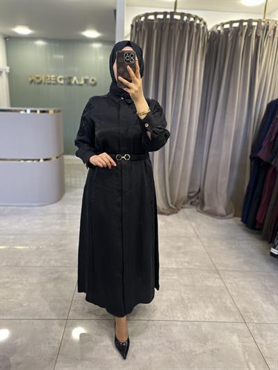 LissMore Boncuk İşlemeli Elbise Siyah 5975