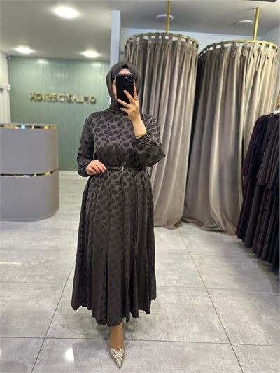 LissMore Puantiyeli Elbise Kahverengi 6407