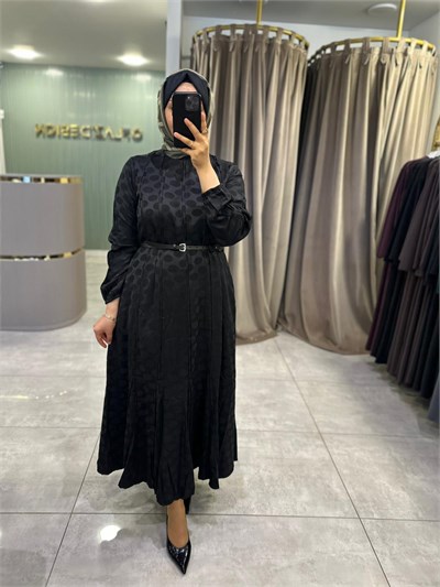 LissMore Puantiyeli Elbise Siyah 6407