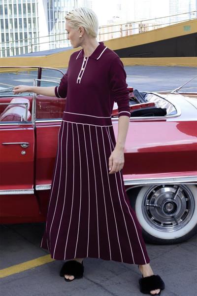 Missemramiss Elegante Triko Elbise Mürdüm 4586 