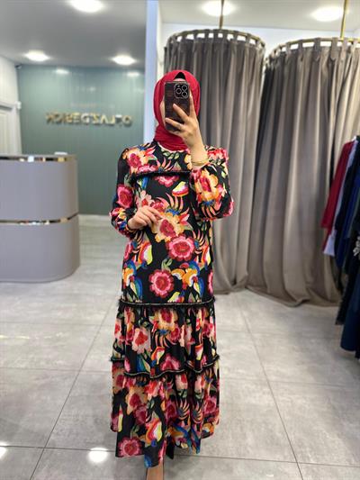 Missemramiss Straight Line Elbise Flower Desen 4774 