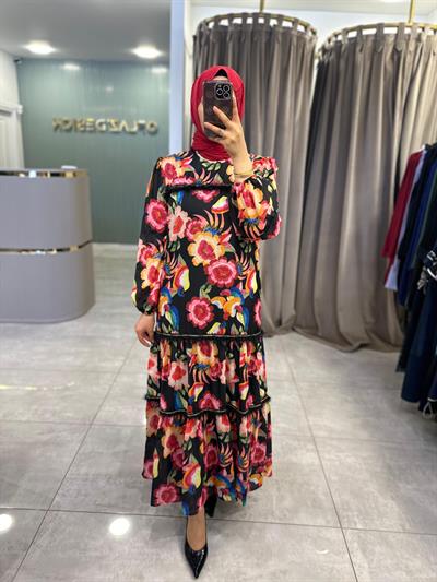 Missemramiss Straight Line Elbise Flower Desen 4774 