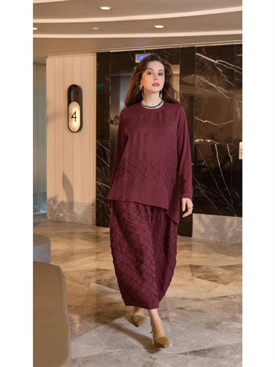 Misswhence Cupra Ipek Etekli Bluz Takım Bordo 39002
