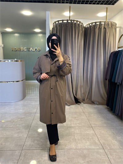 Nuss Astarlı Trençkot Truffe 27K 6033