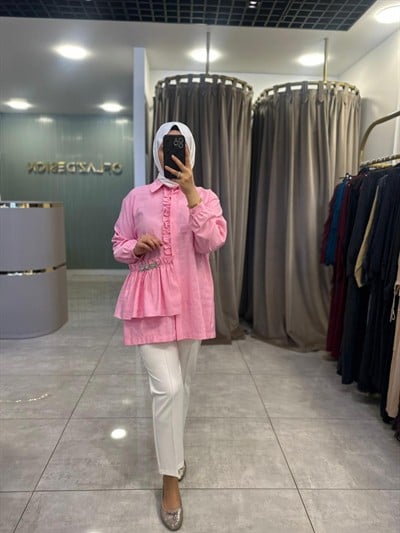 Nuss Fırfır Detaylı Gömlek Pembe 26Y 3016