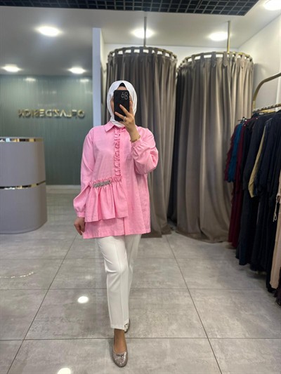 Nuss Fırfır Detaylı Gömlek Pembe 26Y 3016