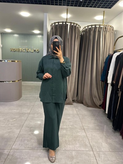 Nuss Kendinden Çizgili Pantolonlu Takım Jungle ( Yeşil ) 26Y 1081 