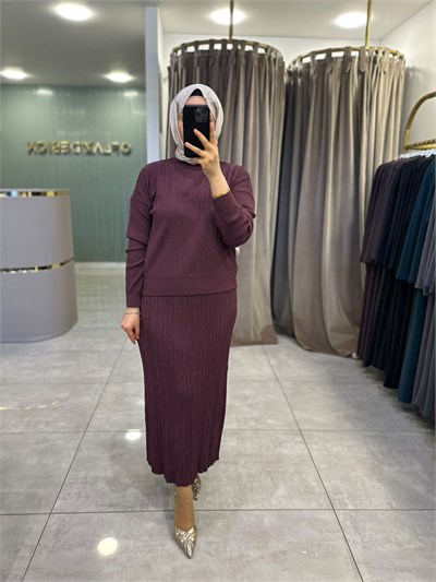 Nuss Kendinden Fitilli Merserize Etekli Takım Bordo 27K 702 