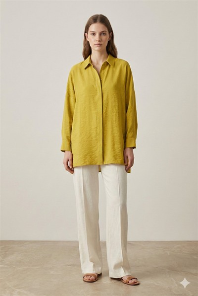 Nuss Oversize Düğmeli Gömlek Amber 26Y 3001