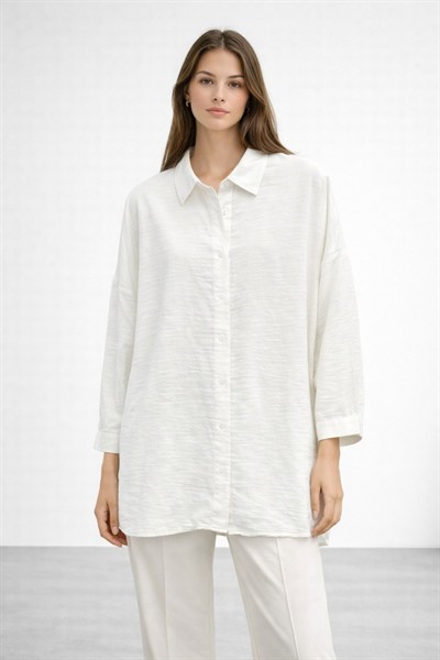 Nuss Oversize Düğmeli Gömlek Ekru 26Y 3001