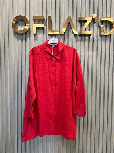Nuss Oversize Düğmeli Gömlek Kırmızı 26Y 3001
