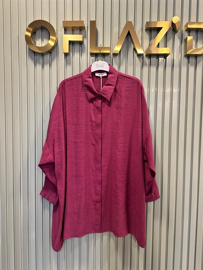 Nuss Oversize Düğmeli Gömlek Mürdüm 26Y 3001