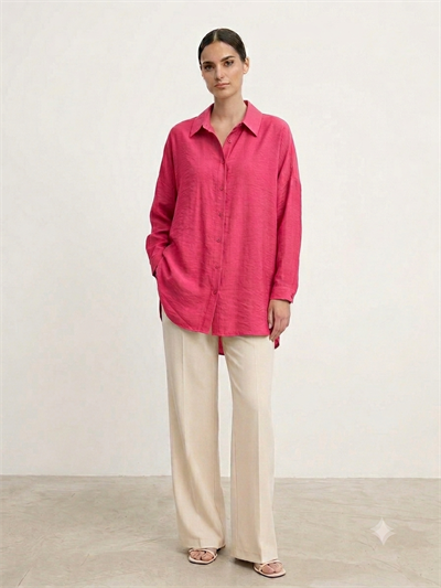 Nuss Oversize Düğmeli Gömlek Red Plum 26Y 3001