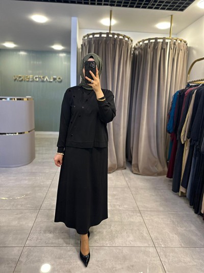 Nuss Payet İşlemeli Etekli Takım Siyah 26Y 1078