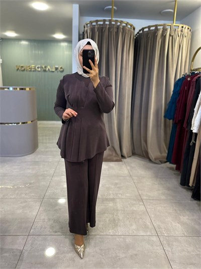 Nuss Pile Detaylı Modal Takım Kahve 27K 1044