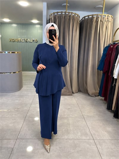 Nuss Pile Detaylı Modal Takım Lacivert 27K 1044