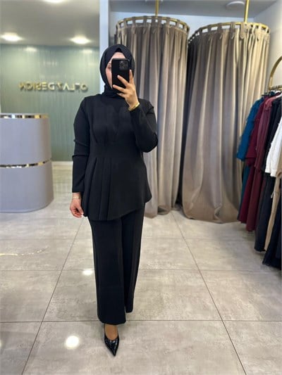 Nuss Pile Detaylı Modal Takım Siyah 27K 1044