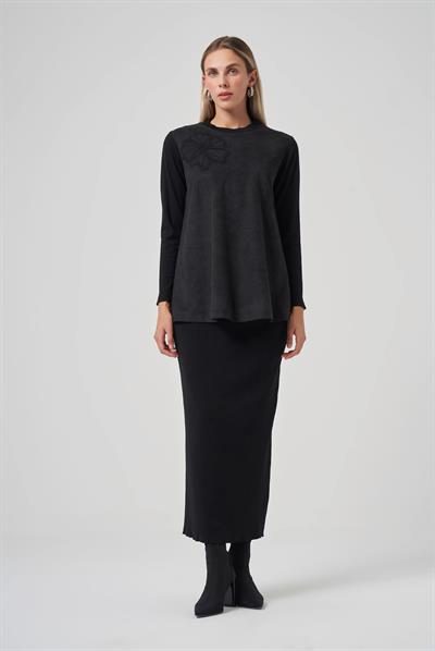 Nuss Süet Merserize Tunik Siyah 26K 3004