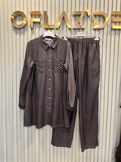 Otto Denim Kumaş Pantolonlu Takım Siyah 3411