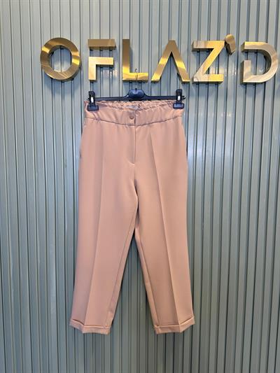 Sentez Beli Lastikli İnce Duble Paça Pantolon Camel 5514 