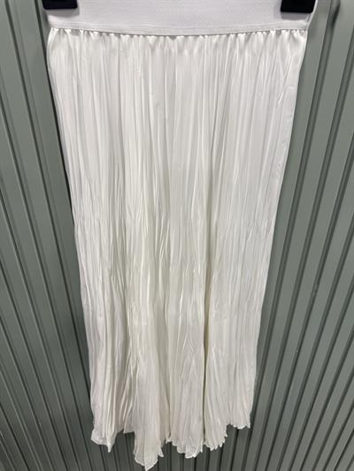 Sentez Saten Kırıştırma Etek Ekru Sz 5443 
