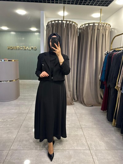 Wennora Blazer Ceketli Midi Etek Takım Siyah 1027
