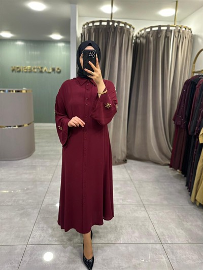 Wennora Taş Elbise Bordo 1001