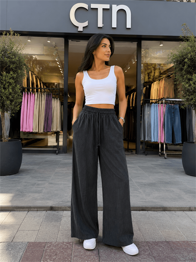 Tencel Kumaş Bol Paça Pantolon 