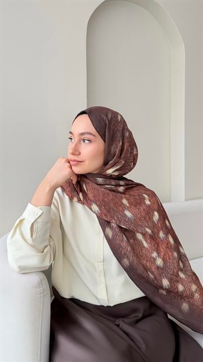 Bambi Bambu Kraş Şal - Kahve