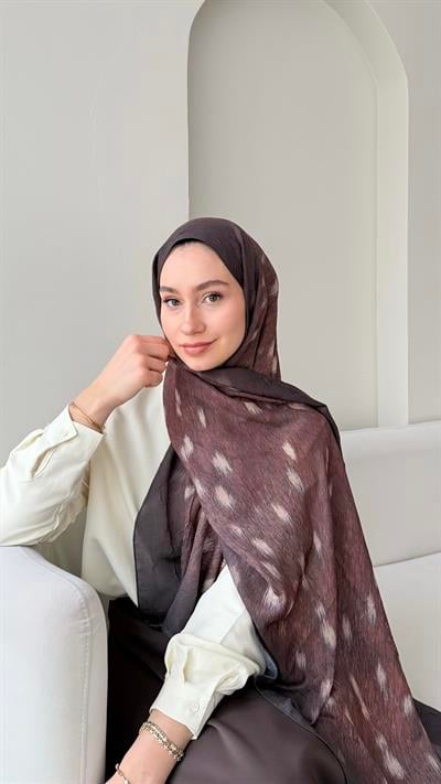 Bambi Bambu Kraş Şal - Koyu Kahve