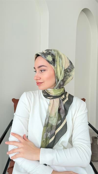 Batik Bambu Kraş Eşarp - Haki