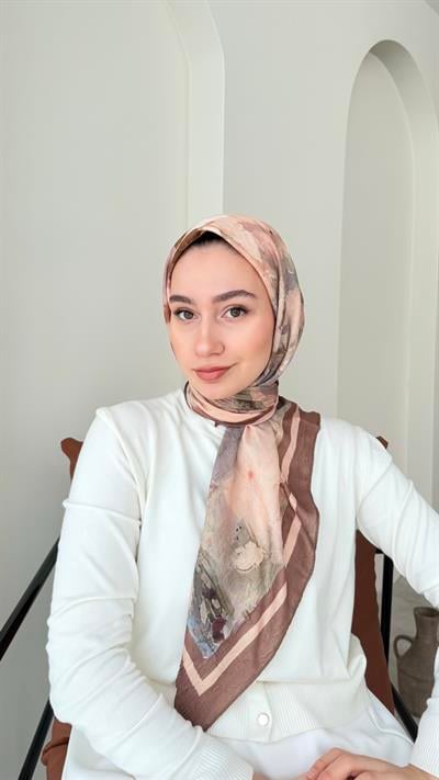 Batik Bambu Kraş Eşarp - Kızılkahve