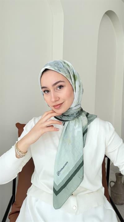 Batik Bambu Kraş Eşarp - Mint Yeşili
