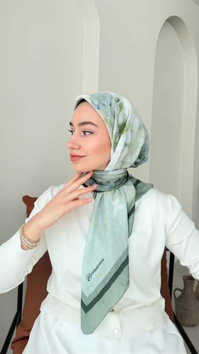 Batik Bambu Kraş Eşarp - Mint Yeşili