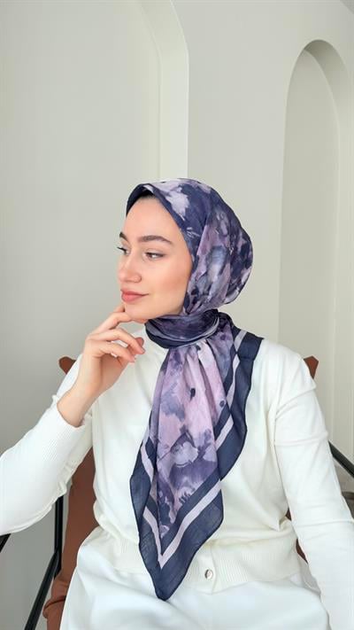 Batik Bambu Kraş Eşarp - Mor