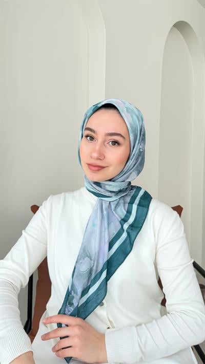 Batik Bambu Kraş Eşarp - Petrol