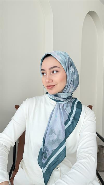 Batik Bambu Kraş Eşarp - Petrol