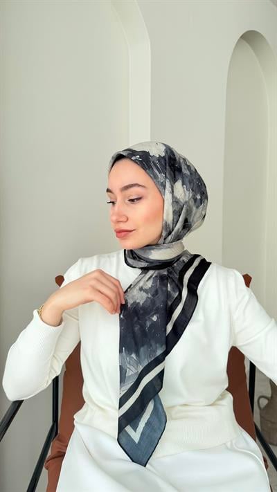 Batik Bambu Kraş Eşarp - Siyah