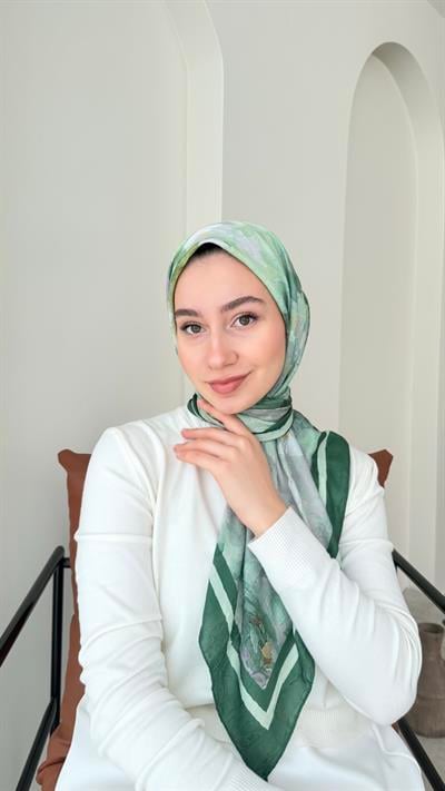 Batik Bambu Kraş Eşarp - Zümrüt Yeşili