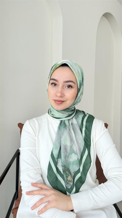 Batik Bambu Kraş Eşarp - Zümrüt Yeşili