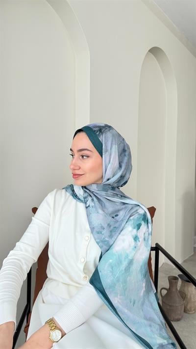 Batik Bambu Kraş Şal-Petrol