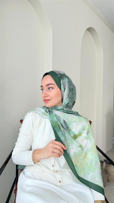 Batik Bambu Kraş Şal-Zümrüt Yeşili
